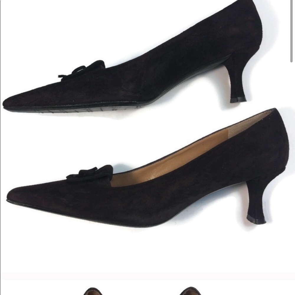 Stuart Weitzman Brown Suede Kitten Heel